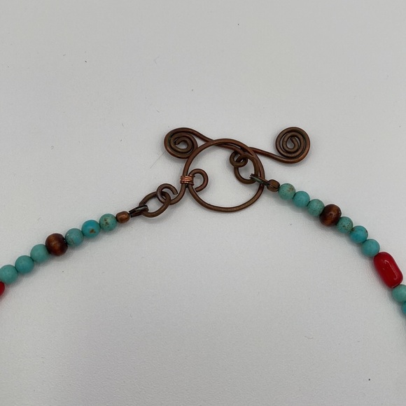 Handmade Boho Copper Beaded Jewelry Set Necklace Earrings Ring Bracelet - Picture 7 of 10